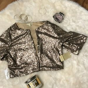 Shimmering Sequin Crop Shrug